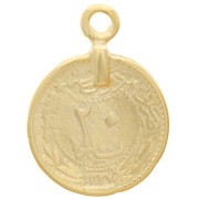 Pendentif pièce de monnaie 17 mm - Doré à l'or fin x1
