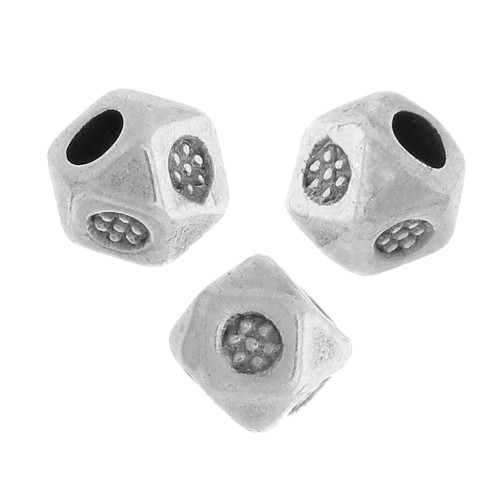 Perles carrées facettées 3.5 mm - Argenté vieilli x10