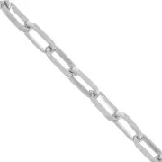 Chaîne en aluminium maille Rectangle 5.1 mm - maillons ouverts - Rhodié x1m