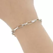 Chaîne en aluminium maille Rectangle 5.1 mm - maillons ouverts - Rhodié x1m