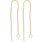 Chaines d'oreilles maille Vénitienne traversantes 38+43 mm Acier inox 304 Doré x20