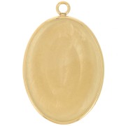 Pendentif ovale pour cabochon fond plat 25x18 mm - Acier inoxydable 304 Doré x1