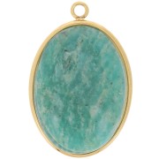 Pendentif ovale pour cabochon fond plat 25x18 mm - Acier inoxydable 304 Doré x1