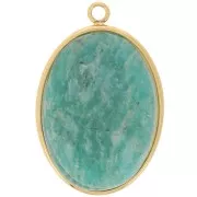 Pendentif ovale pour cabochon fond plat 25x18 mm - Acier inoxydable 304 Doré x1