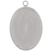 Pendentif ovale pour cabochon fond plat 25x18 mm - Acier inoxydable 304 x1
