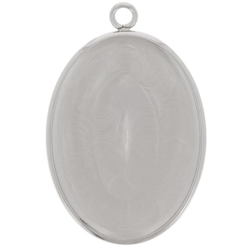 Pendentif ovale pour cabochon fond plat 25x18 mm - Acier inoxydable 304 x1