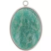 Pendentif ovale pour cabochon fond plat 25x18 mm - Acier inoxydable 304 x1