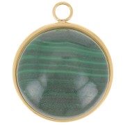 Pendentif rond pour cabochon fond plat 20 mm - Acier inoxydable 304 Doré x1