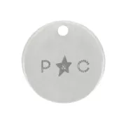 Breloques rondes personnalisées 6 mm avec logo - épaisseur 0.8 mm Argent 925 x100