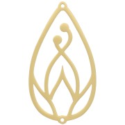 Intercalaire goutte évidé 40x22 mm - motif lotus - Acier inoxydable 316L Doré|raw }}