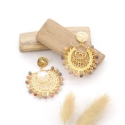 Pendentif effet filigrané 41 mm - motif oriental - Acier inoxydable 316L Doré x1