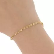 Chaîne maille Forçat martelée 3.1 mm - Acier inoxydable 316L Doré x1m