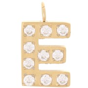 Breloque lettre alphabet 13 mm & oxydes de Zirconium - E - Acier inox 316L Doré x1|raw }}