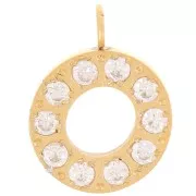 Breloque lettre alphabet 13 mm & oxydes de Zirconium - O - Acier inox 316L Doré x1