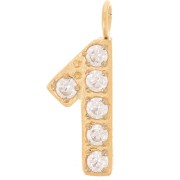 Breloque chiffre 13 mm et oxydes de Zirconium - 1 - Acier inoxydable 316L Doré x1|raw }}