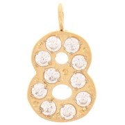 Breloque chiffre 13 mm et oxydes de Zirconium - 8 - Acier inoxydable 316L Doré x1