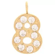 Breloque chiffre 13 mm et oxydes de Zirconium - 8 - Acier inoxydable 316L Doré x1