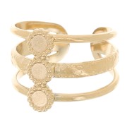 Bague 3 rangs réglable T.51 à T.57 pour cabochons 3 mm - Acier inox 304L Doré x1|raw }}