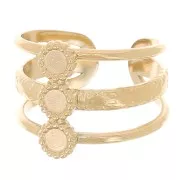 Bague 3 rangs réglable T.51 à T.57 pour cabochons 3 mm - Acier inox 304L Doré x1