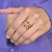 Bague 3 rangs réglable T.51 à T.57 pour cabochons 3 mm - Acier inox 304L Doré x1