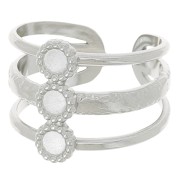 Bague 3 rangs réglable T.51 à T.57 pour cabochons 3 mm - Acier inoxydable 304L x1