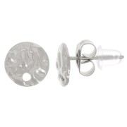 Clous d'oreilles rond martelé 8 mm avec un trou - Acier inoxydable 316L x2