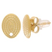 Clous d'oreilles ovales texturés 10x7.5 mm - Acier inoxydable 304L Doré x2
