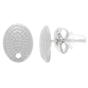 Clous d'oreilles ovales texturés 10x7.5 mm - Acier inoxydable 304L x2