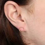 Boucles d'oreilles cercle évidé effet diamanté 10mm -Acier inoxydable 304L Doré x2