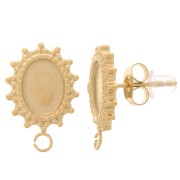 Clous d'oreilles ovale 16x11 mm pour cabochon 8x6 mm - Acier inox 316L Doré x2|raw }}