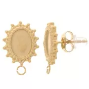 Clous d'oreilles ovale 16x11 mm pour cabochon 8x6 mm - Acier inox 316L Doré x2