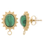 Clous d'oreilles ovale 16x11 mm pour cabochon 8x6 mm - Acier inox 316L Doré x2