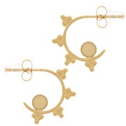 Créoles ouvertes ethnique 19 mm pour cabochon 4 mm - Acier inox 316L Doré x2