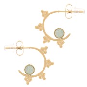 Créoles ouvertes ethnique 19 mm pour cabochon 4 mm - Acier inox 316L Doré x2