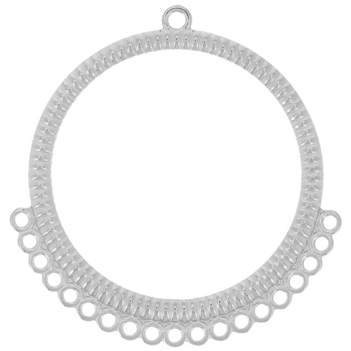 Pendentifs chandelier rond évidé 44 mm multi-trous - Acier inoxydable 316L x2