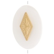 Perle ovale plate 12x8 mm en nacre avec losange en acier inox 316L Doré x1