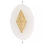 Perle ovale plate 12x8 mm en nacre avec losange en acier inox 316L Doré x1