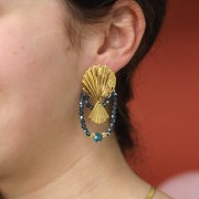 Breloque éventail effet plissé 15x20 mm - Acier inoxydable 316L Doré x1