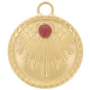 Pendentif rond 18 mm motif ethnique - pour cabochon 3 mm - Acier inox 316L Doré x1