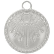 Pendentif rond 18 mm motif ethnique - pour cabochon 3 mm - Acier inox 316L x1