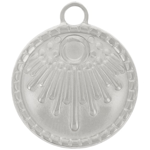 Pendentif rond 18 mm motif ethnique - pour cabochon 3 mm - Acier inox 316L x1