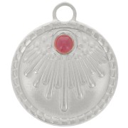 Pendentif rond 18 mm motif ethnique - pour cabochon 3 mm - Acier inox 316L x1