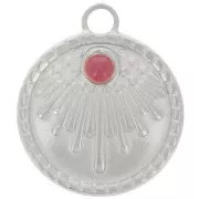 Pendentif rond 18 mm motif ethnique - pour cabochon 3 mm - Acier inox 316L x1