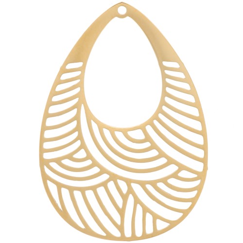 Pendentif goutte ajouré 30x21 mm - Acier inoxydable 316L Doré x1