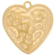 Pendentif coeur bombé martelé 18x17 mm - Acier inoxydable 304L Doré x1