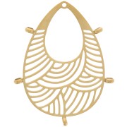 Pendentifs gouttes ajourés 32x25 mm - 5 anneaux fermés - Acier inox 316L Doré x2