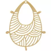 Pendentifs gouttes ajourés 32x25 mm - 5 anneaux fermés - Acier inox 316L Doré x2