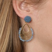 Pendentifs gouttes ajourés 32x25 mm - 5 anneaux fermés - Acier inox 316L Doré x2