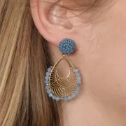 Pendentifs gouttes ajourés 32x25 mm - 5 anneaux fermés - Acier inox 316L Doré x2