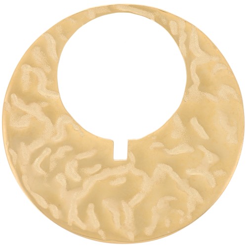 Pendentif cercle évidé martelé 30 mm - Acier inoxydable 316L Doré x1
